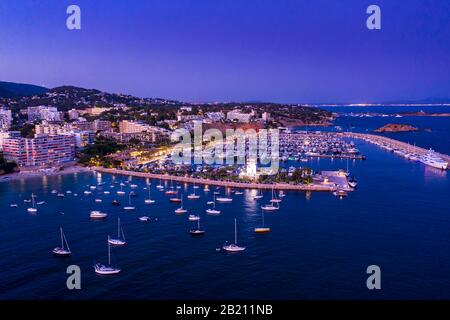 Vue aérienne, marina de luxe Puerto Portals, Portals Nous, Palma de Majorque, Majorque, Iles Baléares, Espagne Banque D'Images