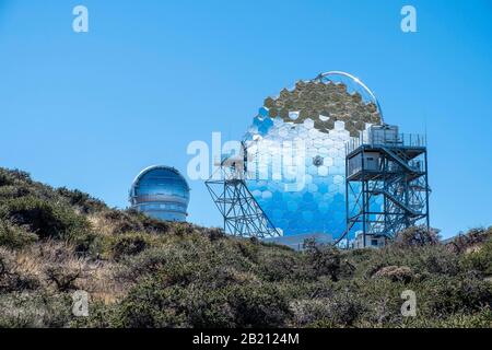 Télescope réfléchissant, observatoire astronomique de la Roque de los Muchachos, la Palma, îles Canaries, Espagne Banque D'Images