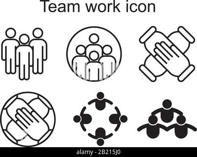 Modèle D'Icône de travail d'équipe couleur noire modifiable. Icône de travail d'équipe illustration vectorielle plate pour la conception graphique et Web. Illustration de Vecteur