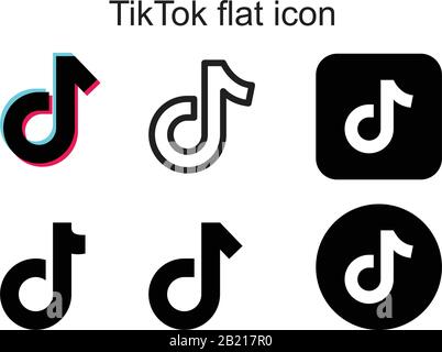 Modèle D'Icône plate Tik Tok couleur noire modifiable. Tik Tok icône plate icône plate illustration vectorielle plate pour la conception graphique et web. Illustration de Vecteur