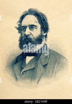 Henry Wadsworth Longfellow était poète et éducateur américain. Reproduction numérique améliorée à partir d'un aperçu Illustré de la vie de l'humanité au XIXe siècle, édition 1901, maison d'édition Marx, Saint-Pétersbourg Banque D'Images