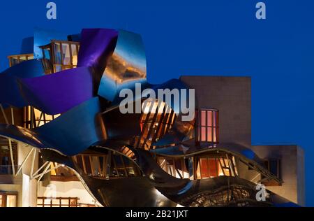 Marques de Riscal hiver et SPA de l'hôtel. Rioja D'Alava, El Ciego. Espagne Banque D'Images