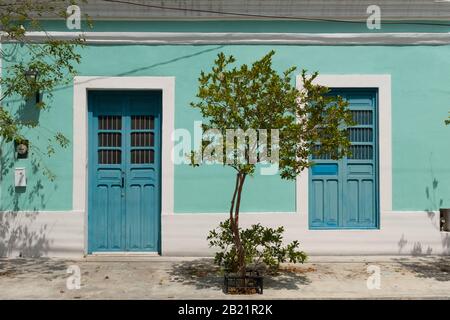 Façade d'une maison, Centro, Merida, Yucatan, Mexique Banque D'Images