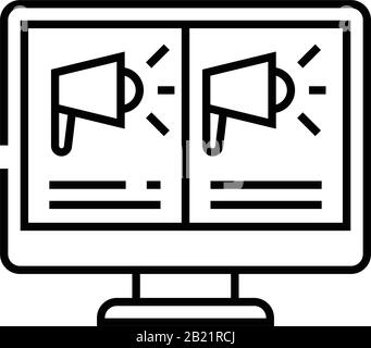 Icône de ligne de déclaration en ligne, signe concept, illustration vectorielle, symbole linéaire. Illustration de Vecteur