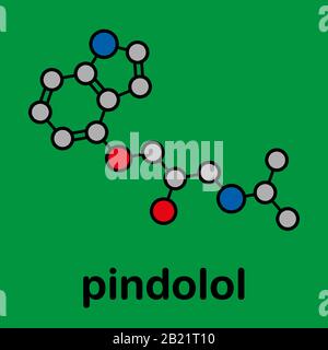 Molécule de médicament de blocage bêta du pindolol, illustration Banque D'Images