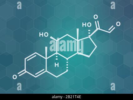 Molécule de médicament de corticostéroïdes de prednisolone, illustration Banque D'Images