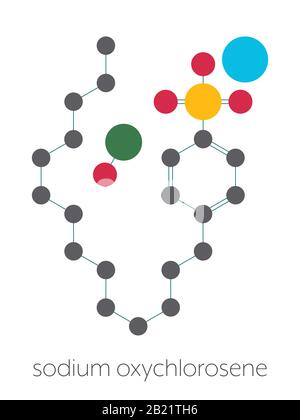 Molécule antiseptique d'oxychlorolampant de sodium, illustration Banque D'Images