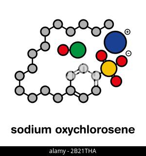 Molécule antiseptique d'oxychlorolampant de sodium, illustration Banque D'Images