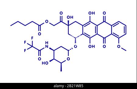 Molécule de médicament pour le cancer de la vessie Valrubicin, illustration Banque D'Images