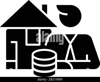 Icône noire de revenu national, illustration conceptuelle, symbole vectoriel plat, signe glyphe. Illustration de Vecteur