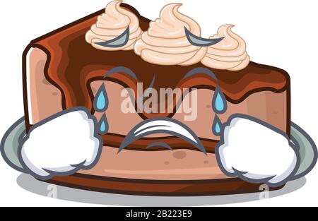 Concept de personnage de dessin animé au cheesecake au chocolat avec un visage triste Illustration de Vecteur