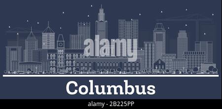 Contours Columbus Ohio City Skyline Avec White Buildings. Illustration Vectorielle. Concept De Voyage D'Affaires Et De Tourisme Avec Architecture Moderne. Christophe Colomb. Illustration de Vecteur