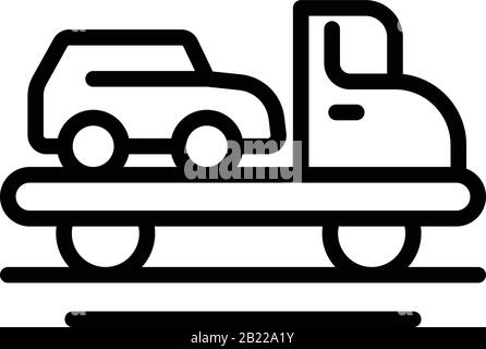 Icône de chariot de remorquage de voiture cassé, style de contour Illustration de Vecteur