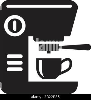 Modèle D'Icône de machine à café noir modifiable. Symbole De machine à café illustration vectorielle plate pour la conception graphique et Web. Illustration de Vecteur