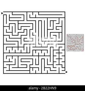 Labyrinthe carré abstrait avec un trait noir. Un jeu intéressant pour les enfants et les adultes. Illustration vectorielle plate simple isolée sur le backgrou blanc Illustration de Vecteur