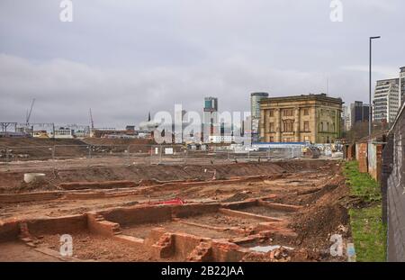 La gare de Curzon Street et les travaux de construction en cours de préparation pour la nouvelle station HS2 à Digbeth, Birmingham Banque D'Images