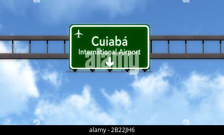 Cuiaba Brésil Airport Highway Road Sign 3d Illustration Banque D'Images