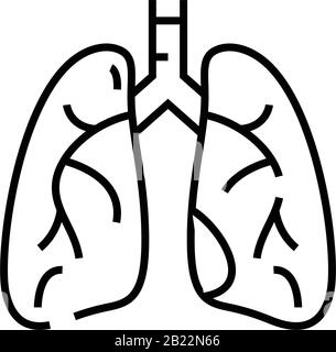 Organe interne icône de la ligne pulmonaire, signe concept, illustration vectorielle, symbole linéaire. Illustration de Vecteur