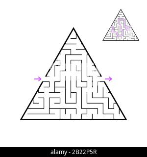Un labyrinthe triangulaire, une pyramide avec un trait noir. Un jeu pour enfants. Illustration vectorielle plate simple isolée sur fond blanc. Avec les ans Illustration de Vecteur
