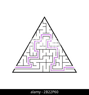 Un labyrinthe triangulaire, une pyramide avec un trait noir. Un jeu pour enfants. Illustration vectorielle plate simple isolée sur fond blanc. Avec les ans Illustration de Vecteur