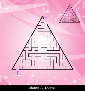 Un labyrinthe triangulaire, une pyramide avec un trait noir. Un jeu pour enfants. Illustration vectorielle plate simple isolée sur un arrière-plan coloré. Avec t Illustration de Vecteur