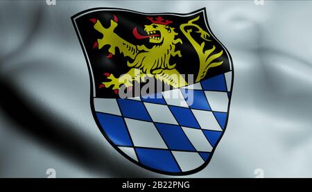 Illustration tridimensionnelle d'un manteau agitant de drapeau d'armes de W (pays d'Allemagne) Banque D'Images