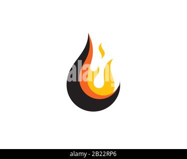 logo plat simple icône d'un jaune orange noir boule de feu de flamme Illustration de Vecteur