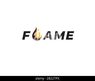 Mot-symbole typographie logo flamme avec la lettre L comme boule de feu flamme Illustration de Vecteur