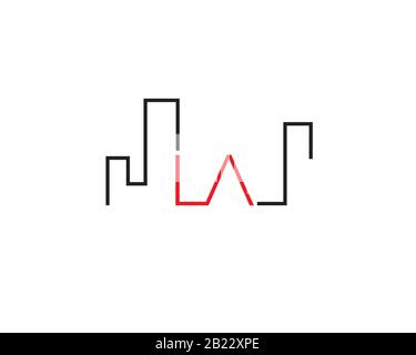 Los Angeles LA Skyline Landmark logo de mot-symbole paysage Illustration de Vecteur