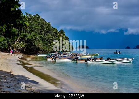 L'île Doini est située au coeur de la baie de Milne, à l'extrémité orientale de la Papouasie-Nouvelle-Guinée. Cette plantation a été initialement sondée par un gouvernement sur Banque D'Images