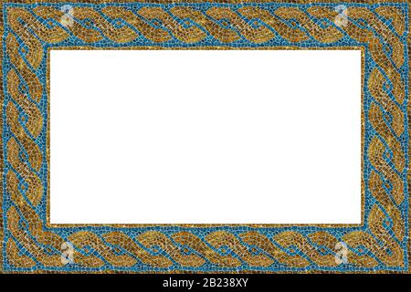 Mosaïque romaine italienne avec graphique circulaire en petites tuiles de pierre de couleur or - image conceptuelle avec espace de copie. Banque D'Images