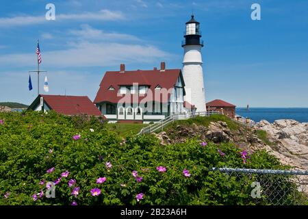 Phare De Portland Head Dans Le Maine, Neuengland Banque D'Images