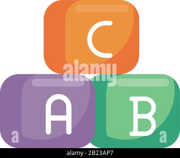 alphabet blocs enfant jouet plate icône de style Illustration de Vecteur