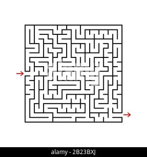 Labyrinthe de la place noire avec entrée et sortie. Un jeu pour les enfants et les adultes. Illustration vectorielle plate simple isolée sur fond blanc Illustration de Vecteur