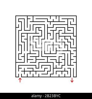 Labyrinthe de la place noire avec entrée et sortie. Un jeu pour les enfants et les adultes. Illustration vectorielle plate simple isolée sur fond blanc Illustration de Vecteur