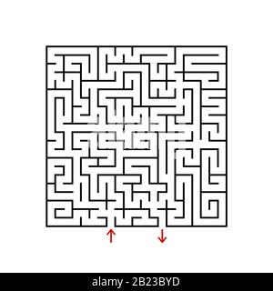 Labyrinthe de la place noire avec entrée et sortie. Un jeu pour les enfants et les adultes. Illustration vectorielle plate simple isolée sur fond blanc Illustration de Vecteur