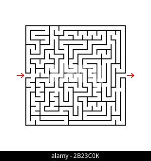 Labyrinthe de la place noire avec entrée et sortie. Un jeu pour les enfants et les adultes. Illustration vectorielle plate simple isolée sur fond blanc Illustration de Vecteur