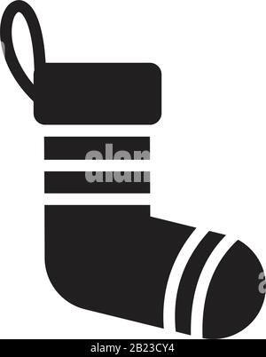 Chaussettes de Noël modèle icône noir modifiable. Chaussettes de Noël symbole icône illustration vectorielle plate pour le motif graphique et web. Illustration de Vecteur