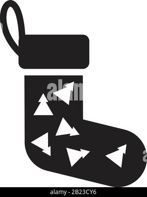 Chaussettes de Noël modèle icône noir modifiable. Chaussettes de Noël symbole icône illustration vectorielle plate pour le motif graphique et web. Illustration de Vecteur