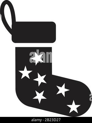 Chaussettes de Noël modèle icône noir modifiable. Chaussettes de Noël symbole icône illustration vectorielle plate pour le motif graphique et web. Illustration de Vecteur