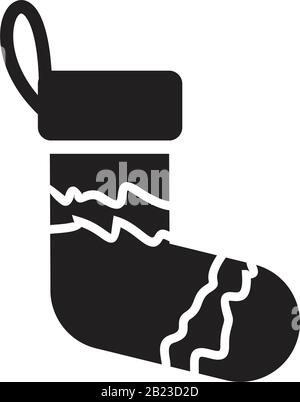 Chaussettes de Noël modèle icône noir modifiable. Chaussettes de Noël symbole icône illustration vectorielle plate pour le motif graphique et web. Illustration de Vecteur