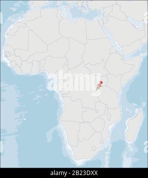 République du Rwanda emplacement sur la carte de l'Afrique Illustration de Vecteur