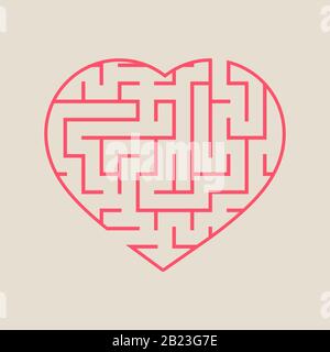 Cœur de labyrinthe. Illustration vectorielle plate simple isolée sur fond blanc. Un jeu intéressant pour les enfants et les adolescents Illustration de Vecteur