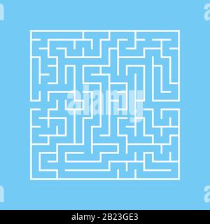 Un labyrinthe carré avec une entrée et une sortie. Illustration vectorielle plate simple isolée sur un arrière-plan coloré Illustration de Vecteur