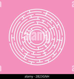 Labyrinthe rond abstrait. Un jeu éducatif pour les enfants et les adultes. Illustration vectorielle plate simple isolée sur un fond rose Illustration de Vecteur