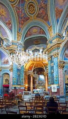L'intérieur de la Chapelle baroque de la Miséricorde sur les cours Saleya, Nice, Côte d'Azur, France Banque D'Images
