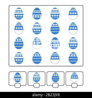 Jeu de comptage pour enfants d'âge préscolaire pour le développement de capacités mathématiques. Combien. Œufs de Pâques. Avec un endroit pour écrire des réponses. Plat simple Illustration de Vecteur