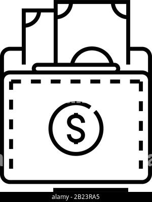 Icône de ligne de revenu de réception, signe concept, illustration vectorielle, symbole linéaire. Illustration de Vecteur