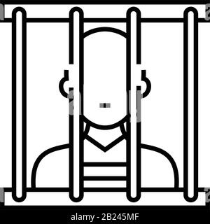 Icône de ligne de prisonnier, signe de concept, illustration vectorielle de contour, symbole linéaire. Illustration de Vecteur