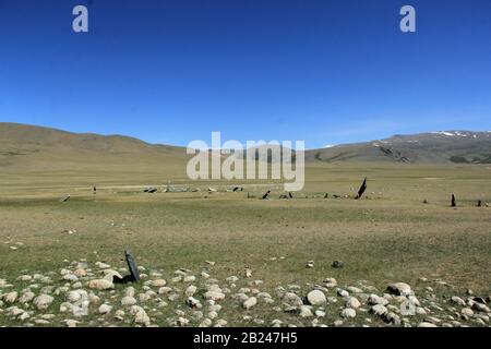 Les monuments mongoles, la tombe ancienne, la pierre chère Banque D'Images